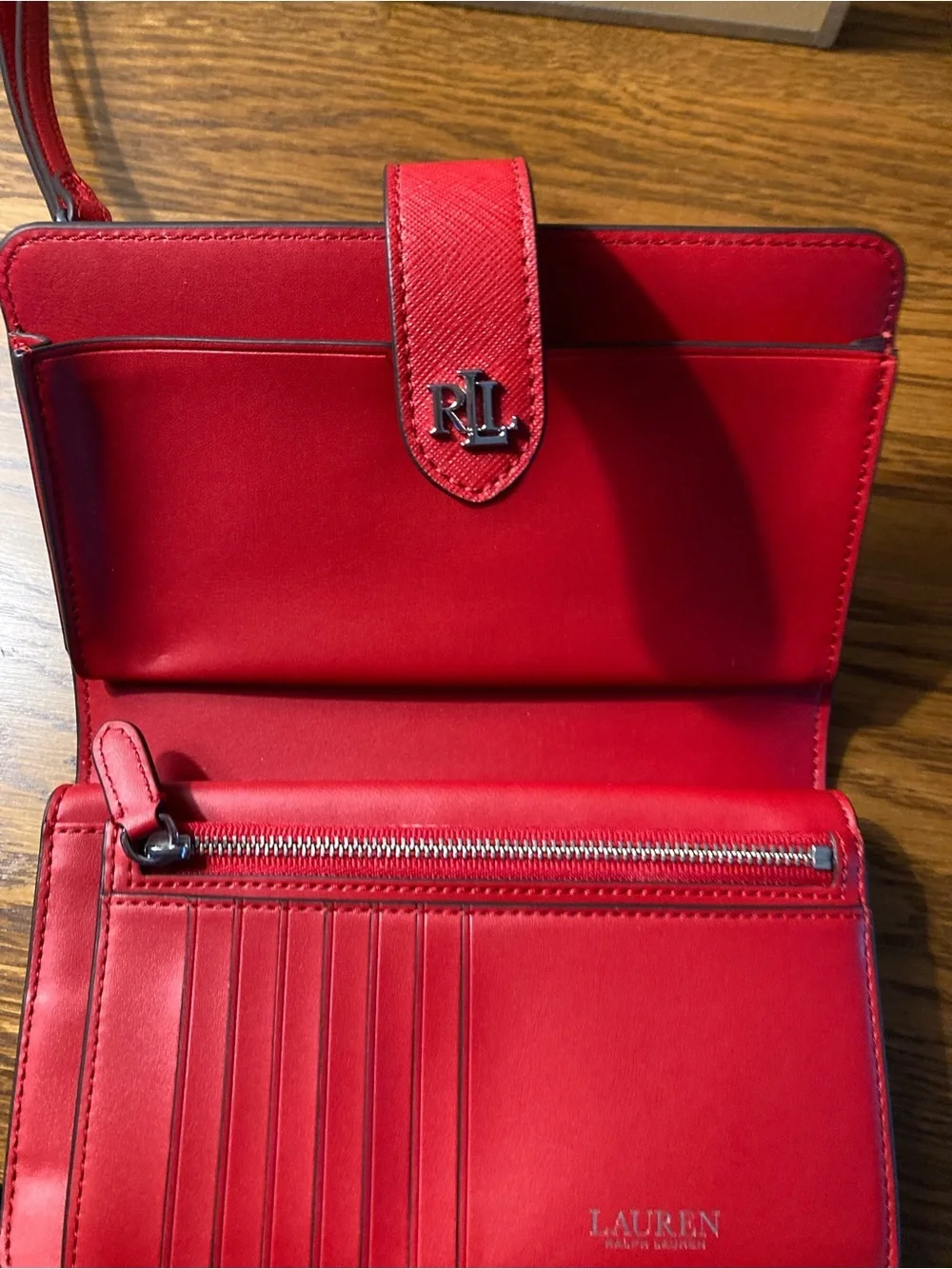 LAUREN Ralph Lauren Crosshatch Leather Tech Wristlet New Without Tags